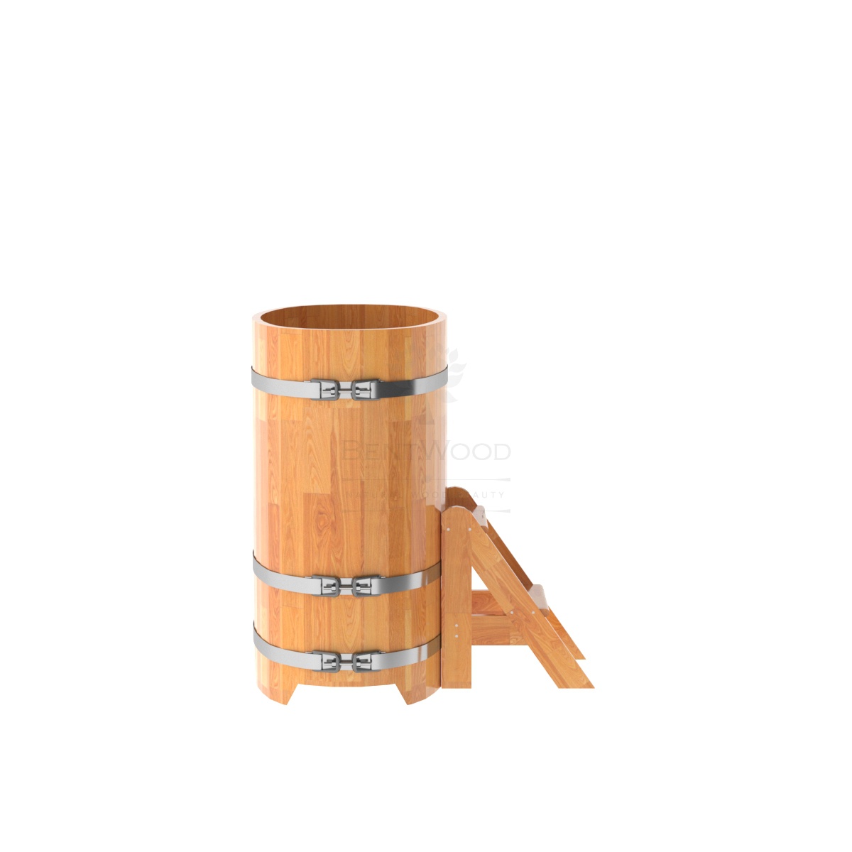 1487 Купель овальная из сращенных ламелей лиственницы 0,59х1,06х1,1 натуральная Alyarus  - Вид №2