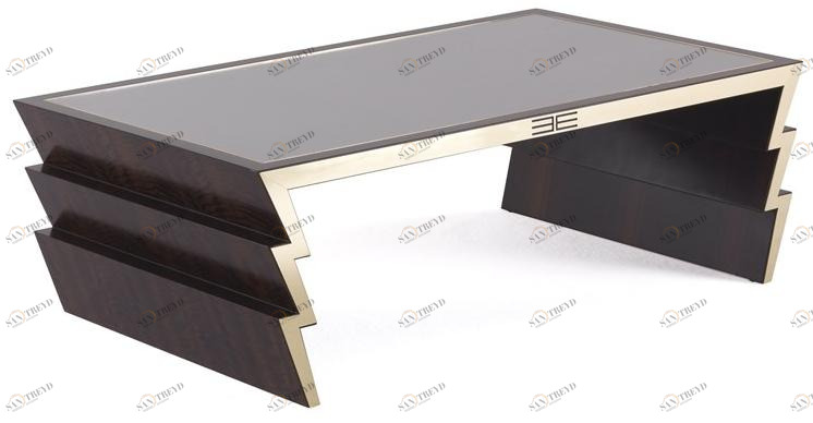 ETRO Home Interiors Прямоугольный журнальный столик из дерева и стекла для гостиной Ziggy E.zig.231.b