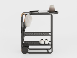 Высокий контрактный металлический журнальный столик с ясенем и колесами