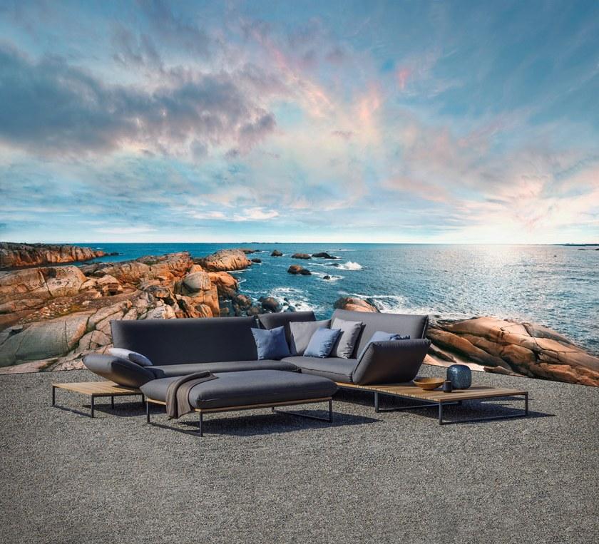 FISCHER MÖBEL Модульный угловой садовый диван на санках из ткани Flora sun-id-1509292 - Вид №1