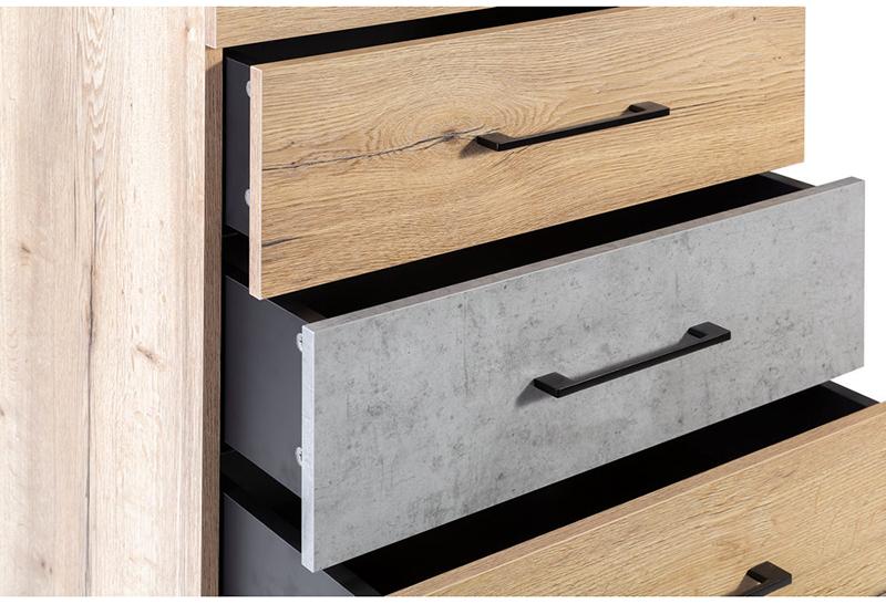 1728 Комод с 5 ящиками Loft Дуб натур/Бетон R-HOME 4009296h_Натур - Вид №5