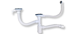 2-ой Сифон Санпласт GRAND с круглым переливом + гофра