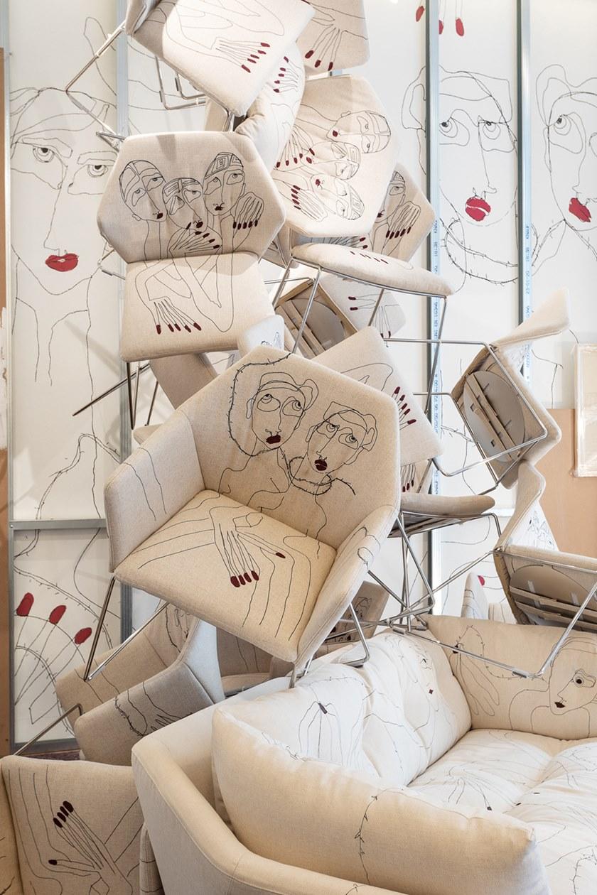 Saba Italia Тканевый стул на санках с подлокотниками New york sun-id-1362757 - Вид №10