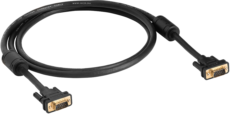 GCR-VM2VM2-15.0m кабель svga 15.0м чёрный, позолоченные контакты, ферритовые кольца, od8.0mm. 15m / 15m premium , 28/28 awg, двойной экран Greenconnect Santreyd  - Вид №3