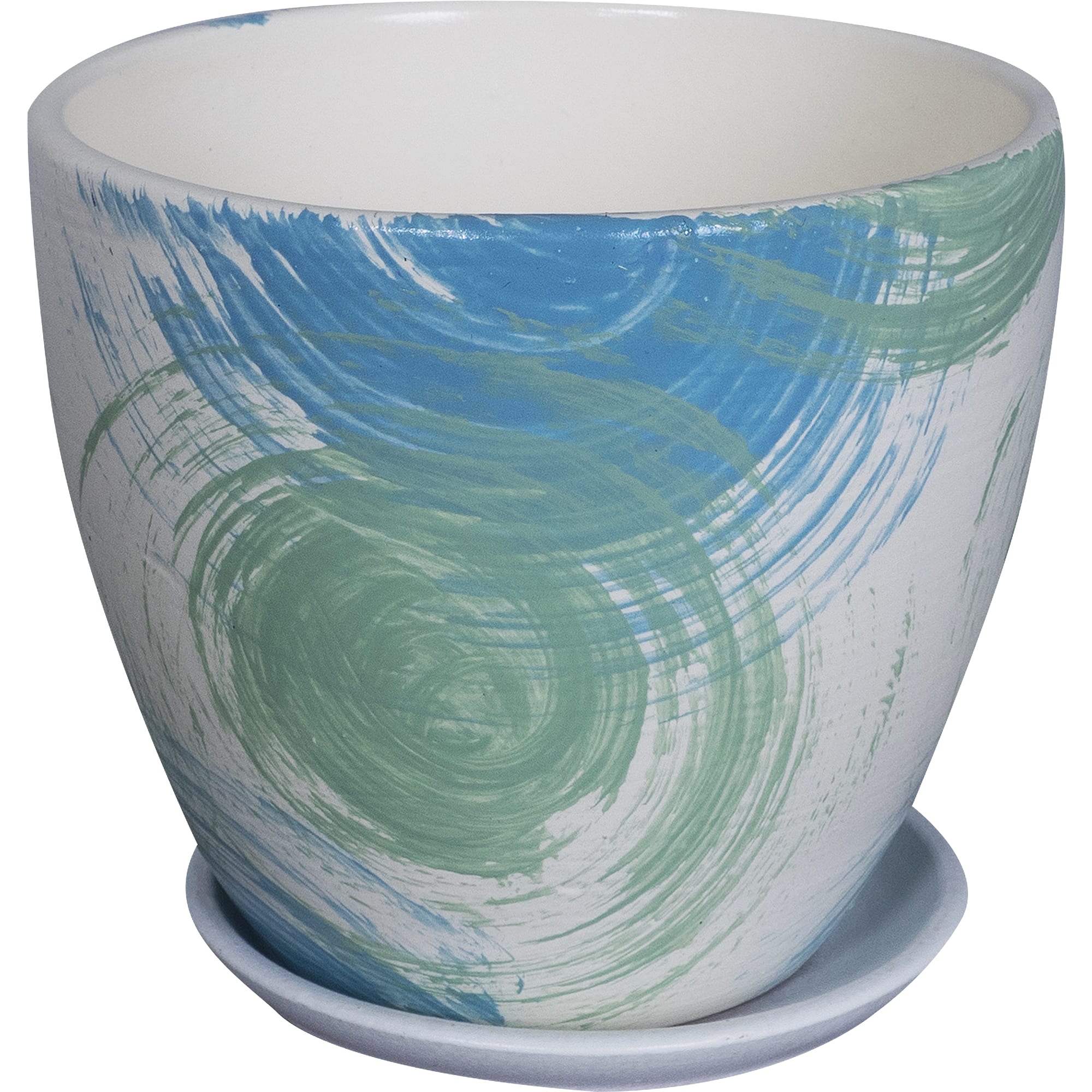 82116429 Горшок цветочный Бонди ø12 h11 см v0.8 л керамика белый/синий/мятный Santreyd 