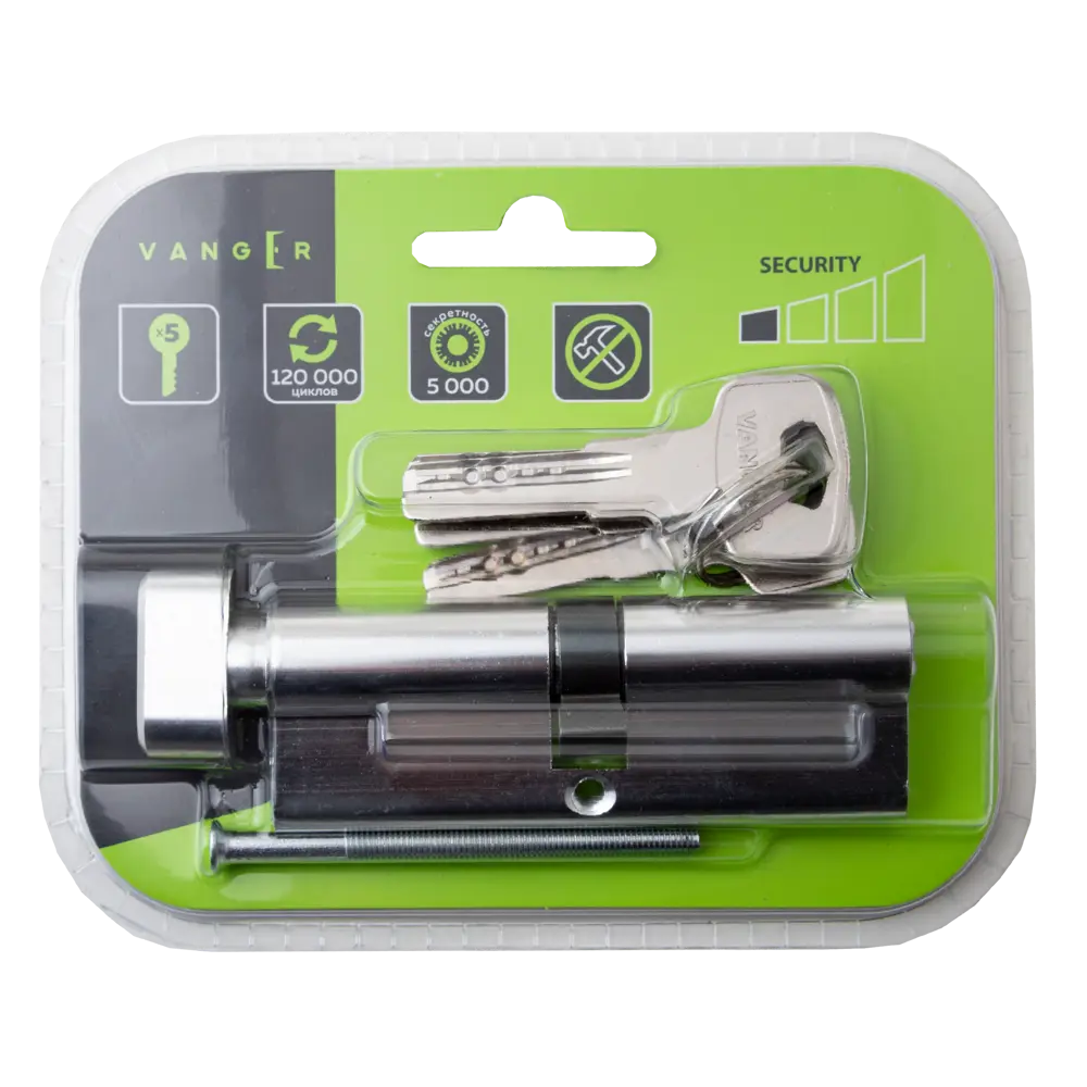 Цилиндр Vanger VM-90 45x45 мм ключ-вертушка цвет хром STLM-2124331 - Вид №2