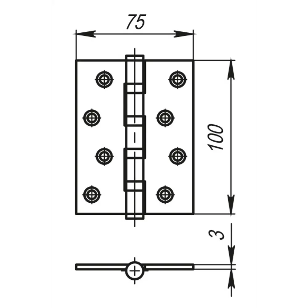 Петля универсальная 4500C SG 100x75x3 мм сталь цвет матовое золото ARMADILLO STLM-2133069 - Вид №7