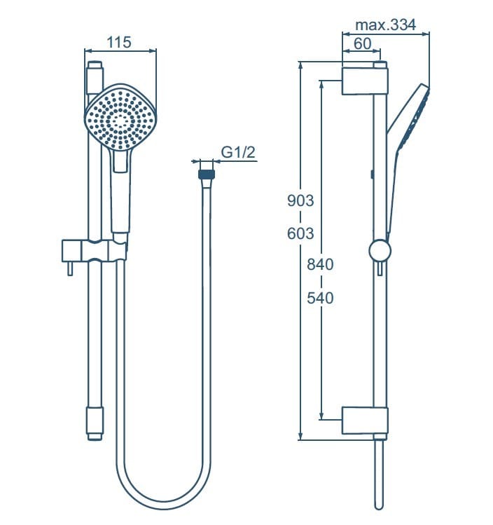 Подъемный стержень с ручным душем Ideal Standard IDEALRAIN ARCH-00078774 - Вид №14