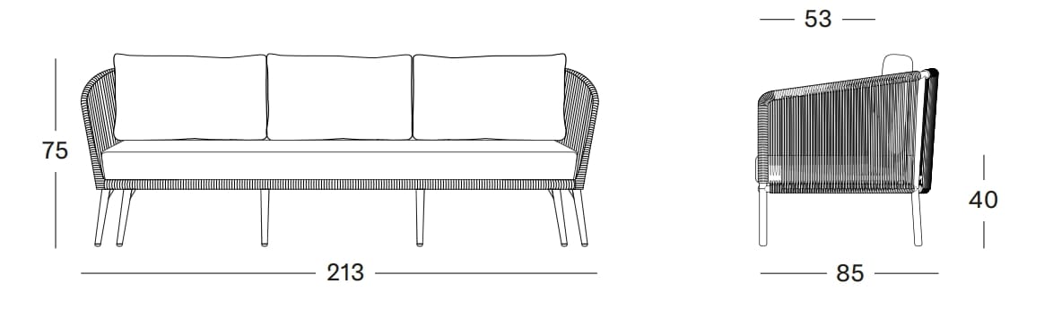 3-местный тканевый садовый диван Vincent sheppard Akari ARCH-00090466 - Вид №4