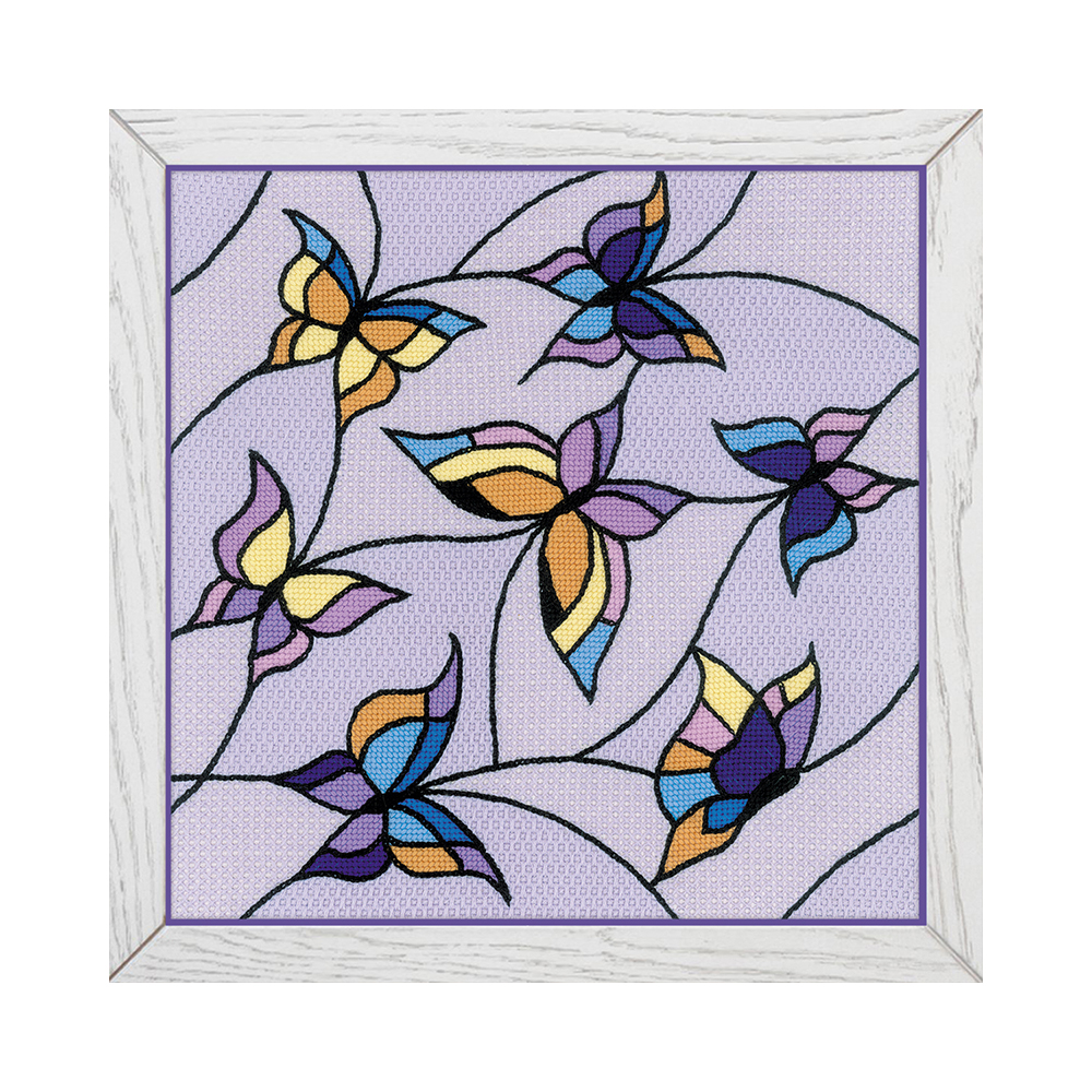 1625 Набор для вышивания Подушка/панно Витраж. Бабочки 33 х 33 см RIOLIS Сотвори Сама 