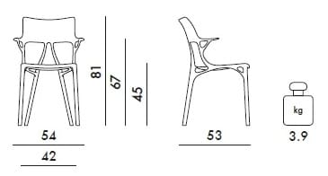 Стул из переработанного инженерного пластика с подлокотниками Kartell A. I ARCH-00030054 - Вид №61