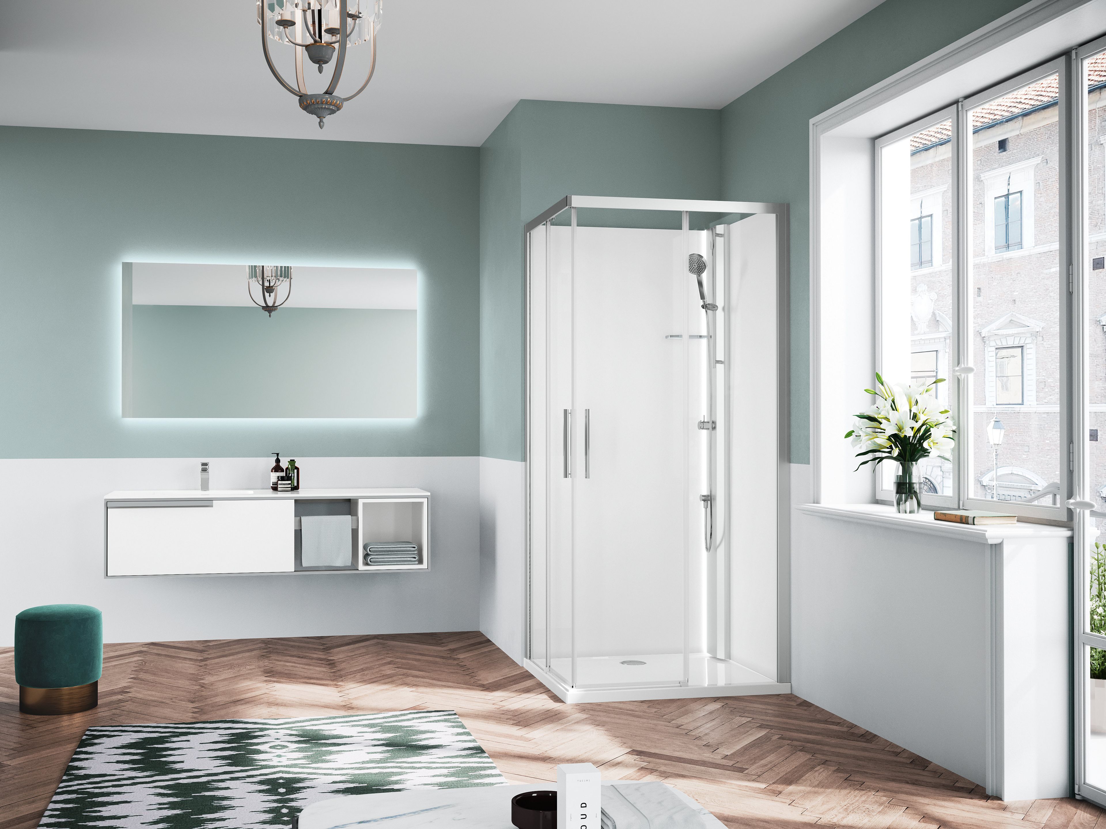 Угловая многофункциональная душевая кабина Novellini Glax 1 2.0 ARCH-00129878