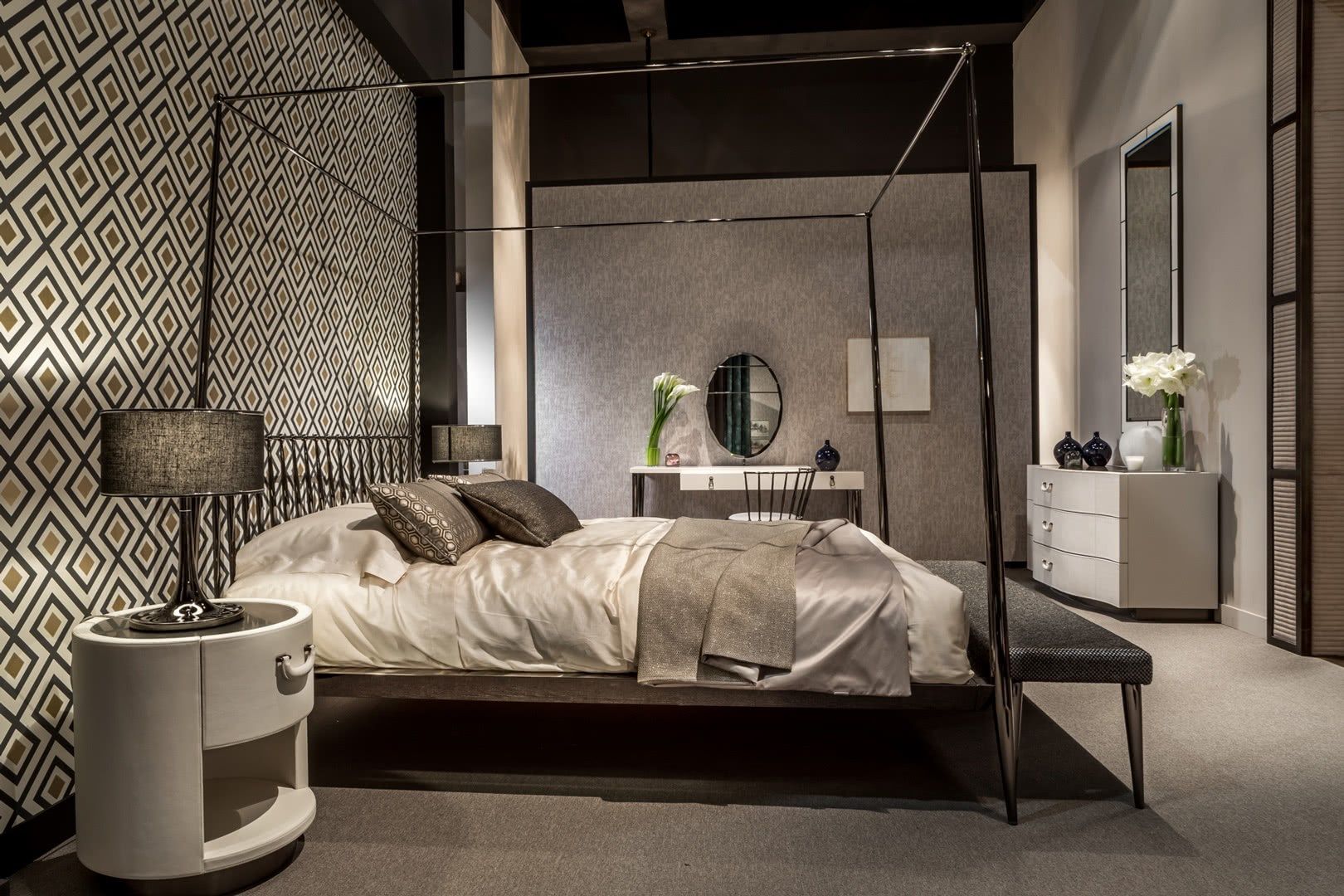 Круглый кожаный прикроватный столик Cantori ARCH-00016877 - Вид №2