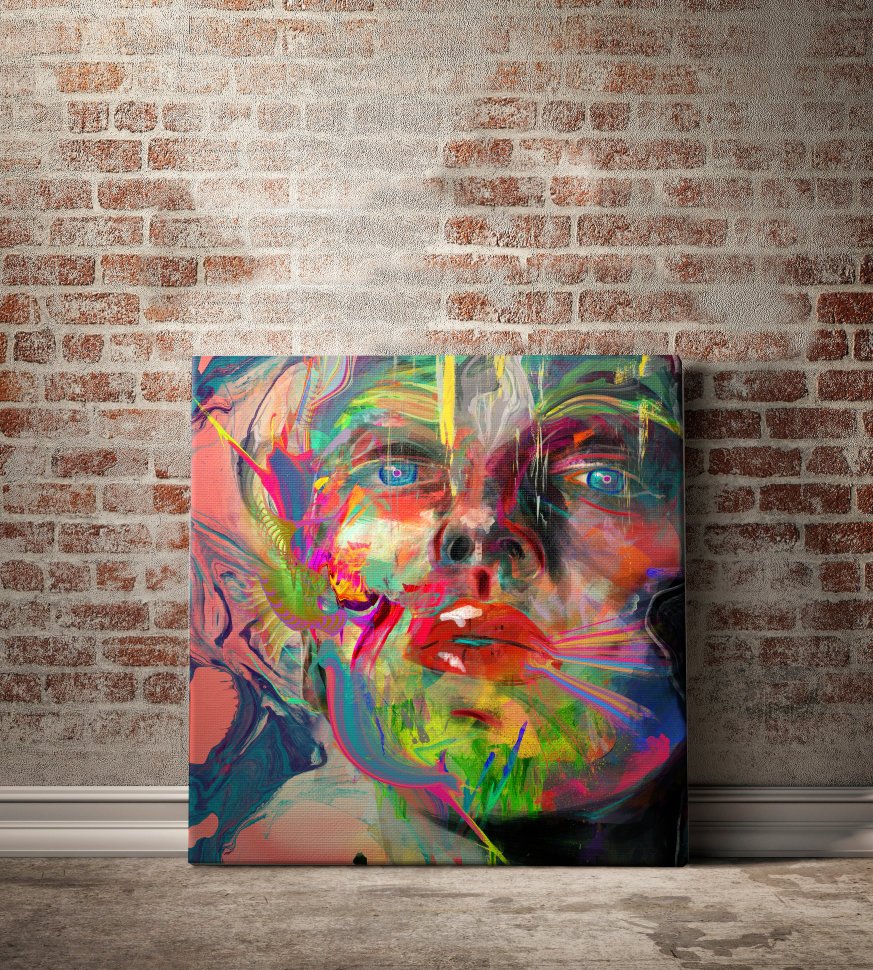 Картина портрет девушки 80х80 см Lyka by Archan Nair ICON DESIGNE  096865 Зеленый;красный;разноцветный  - Вид №1