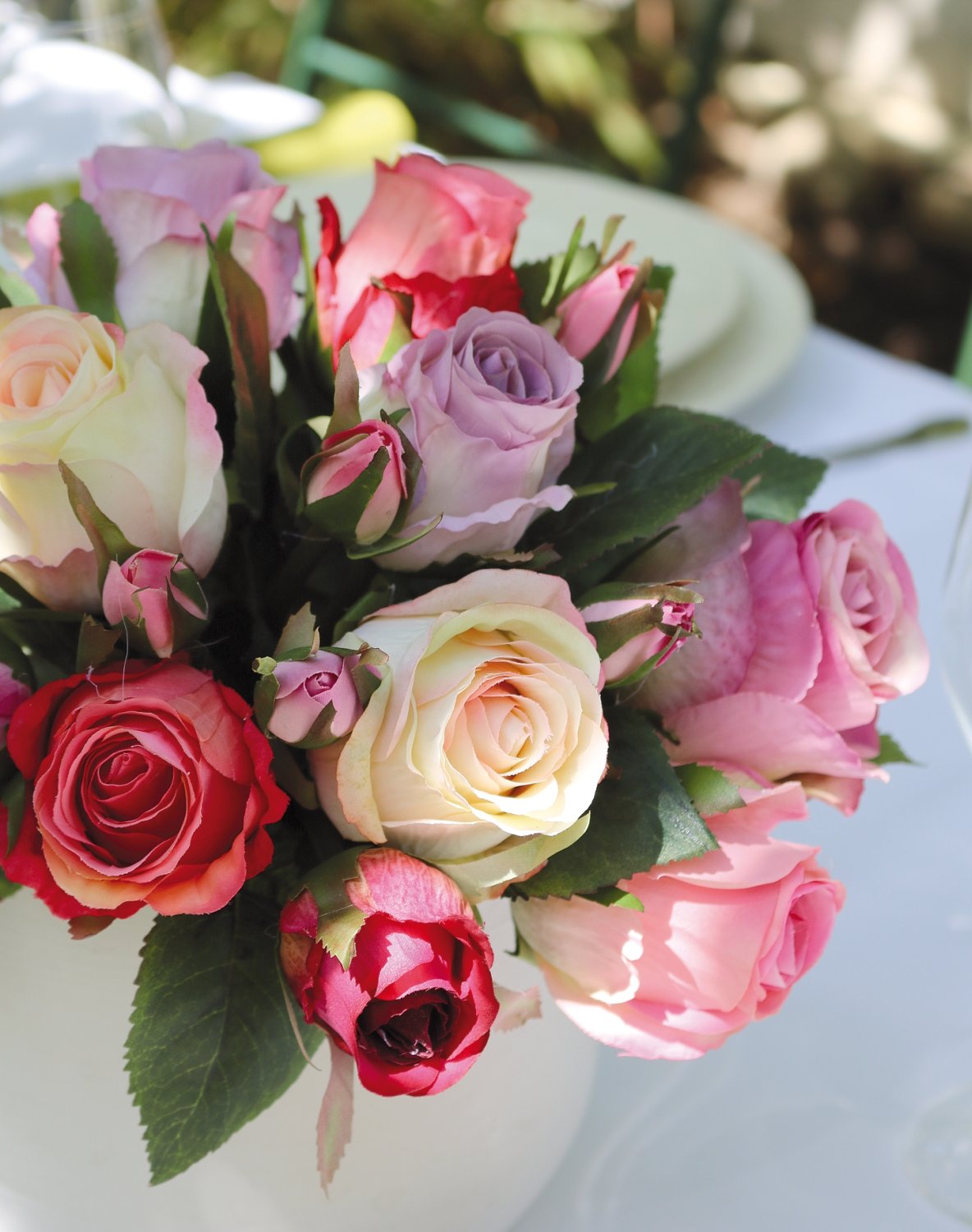 2613 507 a3 Искусственный букет из диких роз, 16-цветков, 28 см, розово-белый H-andreas  - Вид №3