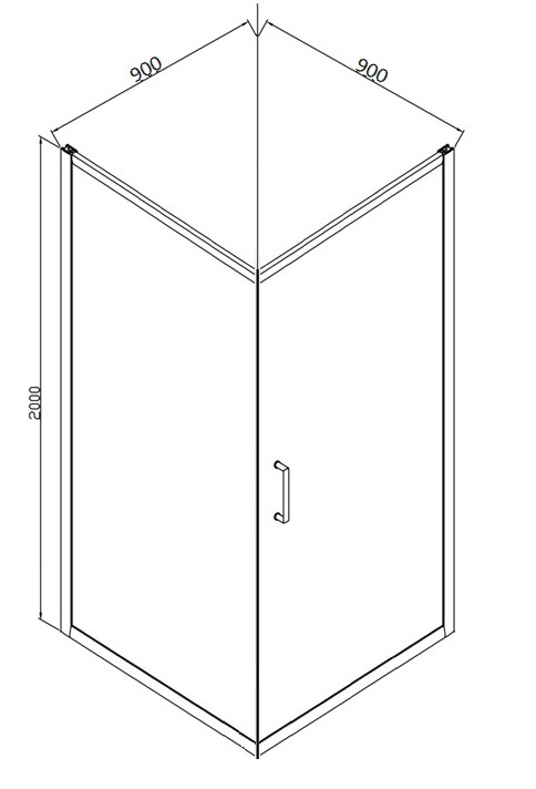 Душевое ограждение (без поддона), одна распашная дверь DROP BS090.2110A bravat - Вид №5