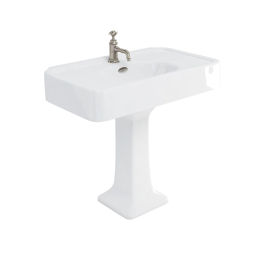 Burlington Arcade Раковина 900 мм Arcade с переливом и пьедесталом с хромированным переливом и пьедесталом ARC900 1TH ARC1 A68 CHR  - Вид №1