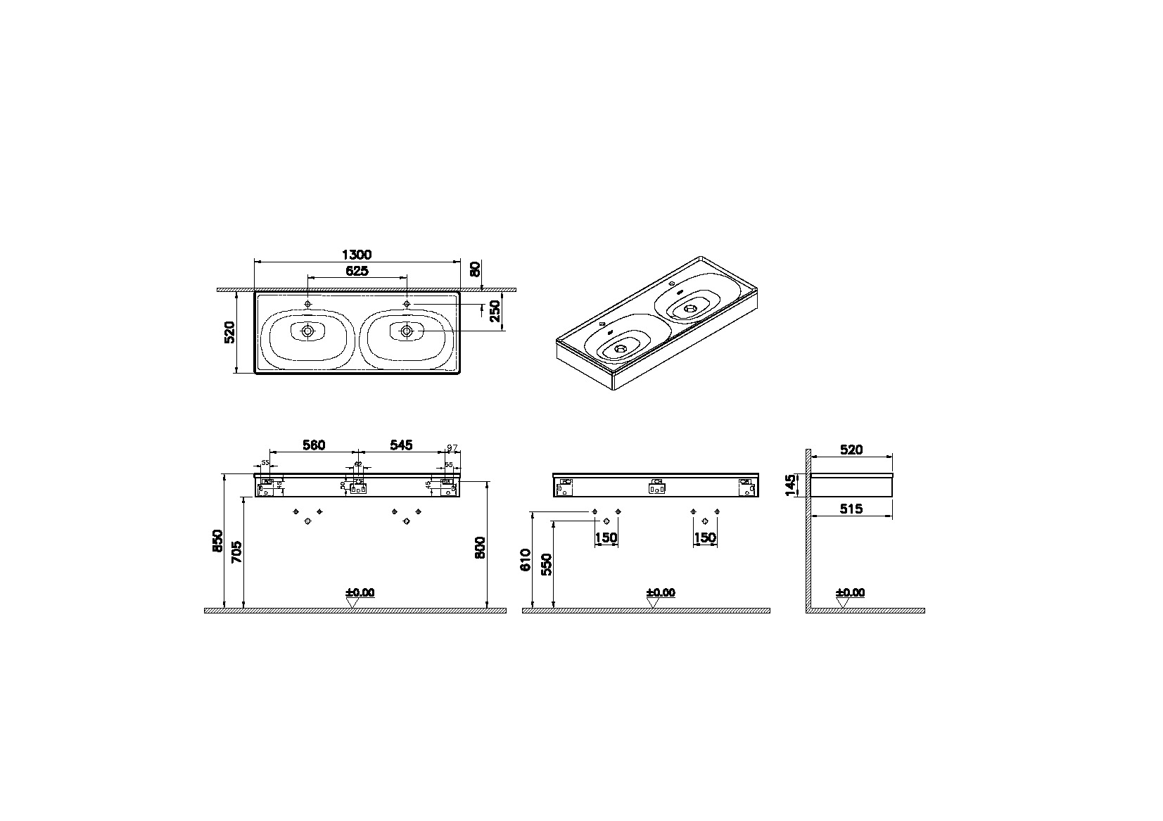 66043 Раковина Vitraglobal Equal - Вид №1