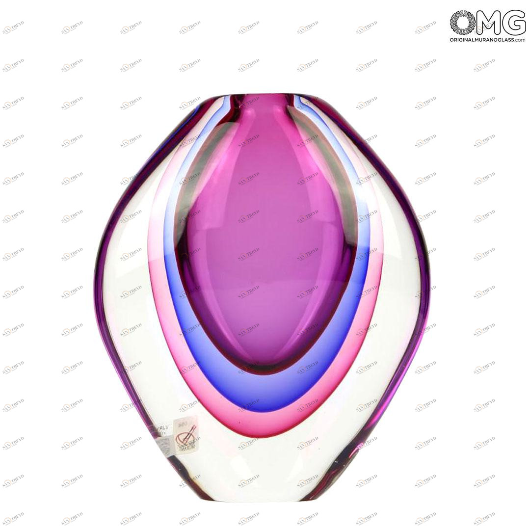 2669 ORIGINALMURANOGLASS Ваза Пурпурная капля - соммерсо - Original Murano Glass OMG 20 см 