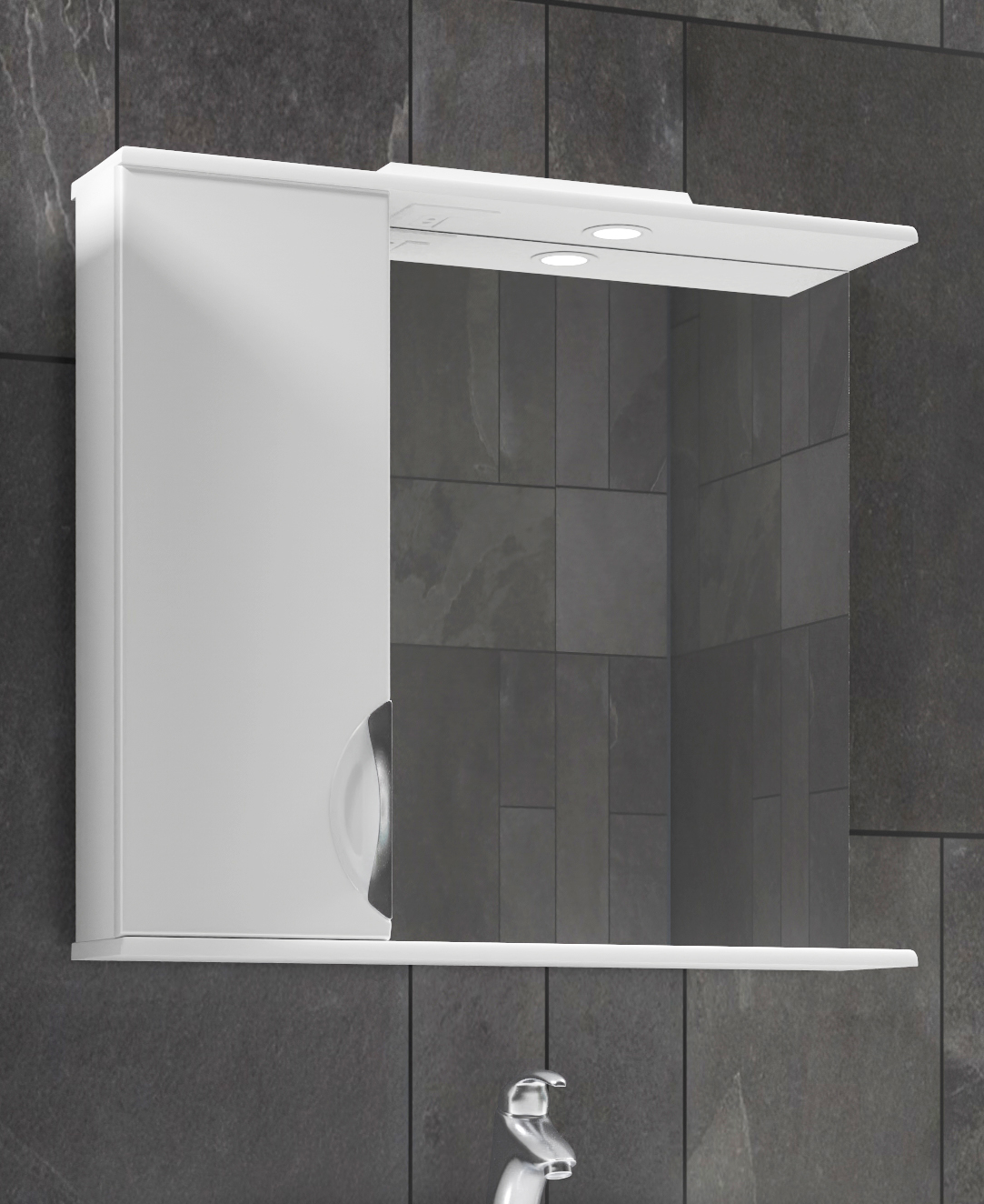 Зеркало Callao 800 new левый, со спотом800⨉150⨉700 мм белый VIGO sun-id-664584 - Вид №1