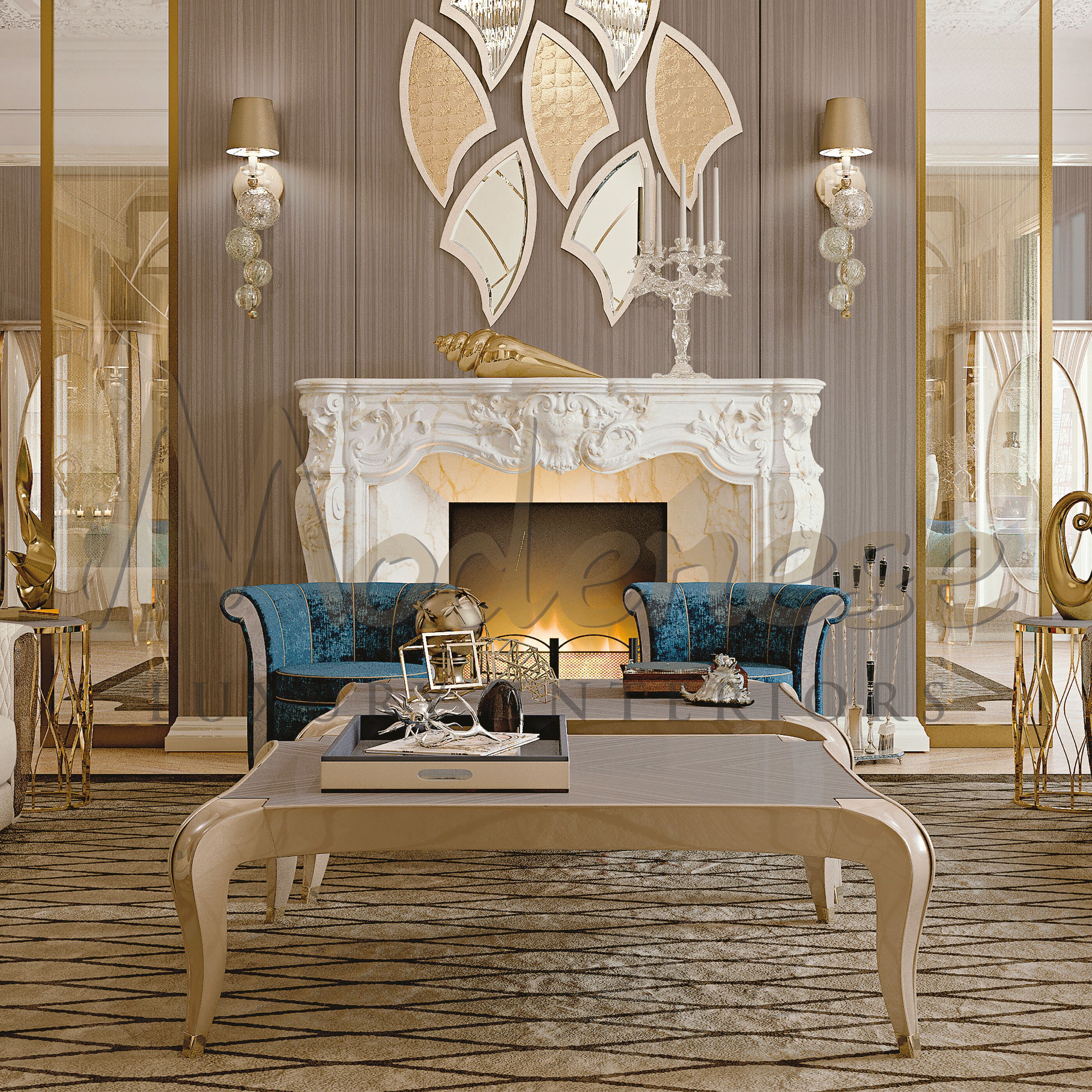 Прямоугольный журнальный столик из мрамора Calacatta Modenese Luxury Interiors CURVY LEGS ARCH-00068577 - Вид №3