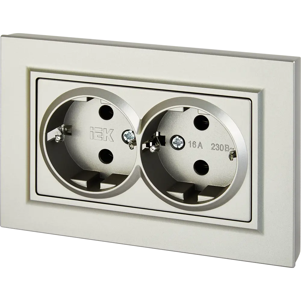 IEK Brite: Двойная розетка скрытого монтажа в стальном исполнении 87761622 STLM-1107911 - Вид №1