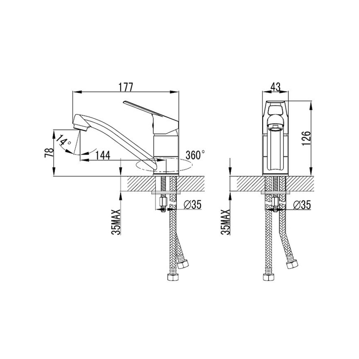 AMUSBR0M01 Milardo Amur Смеситель для умывальника с поворотным изливом Amur Россия - Вид №6