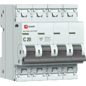 Автоматический выключатель EKF Proxima ВА47-63 4P N C20 А 6 кА 88883157 STLM-2200526