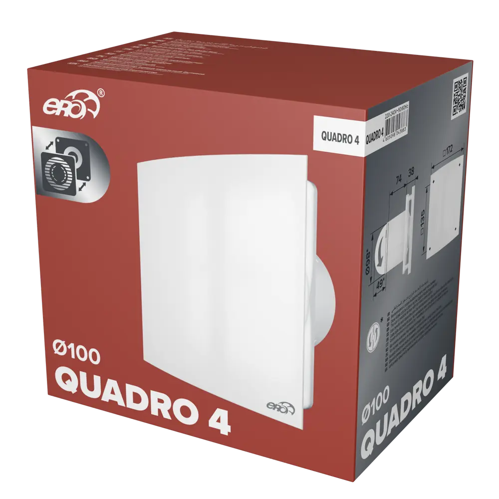 ERA Quadro 4 — бесшумный вентилятор для ванной с закрытой панелью 84306829 STLM-0048301 - Вид №5