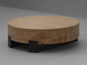Круглый журнальный столик из дуба