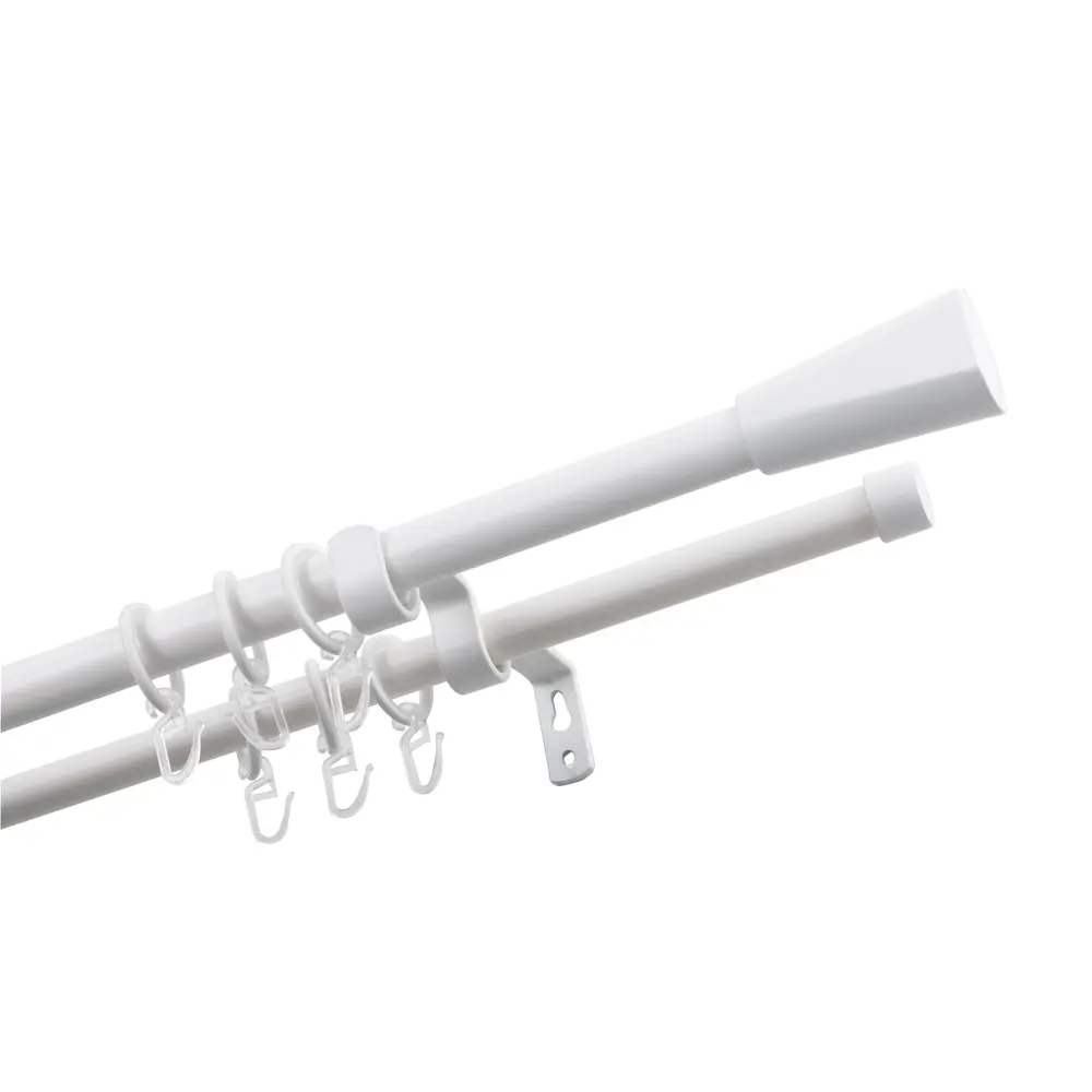 Настенный карниз раздвижной двухрядный KREAFORTA Грац d16/19 160-300 см металл цвет белый STLM-2202284 - Вид №4