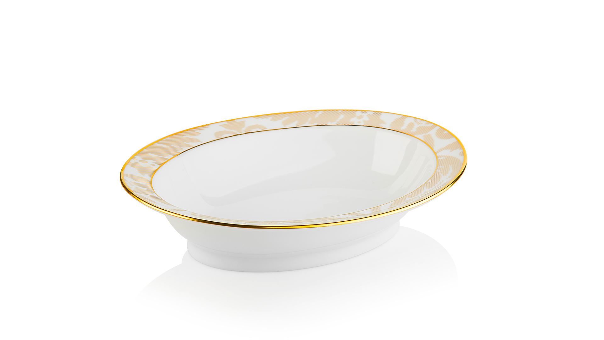 10626598 Haviland Блюдо овальное глубокое 24см "Дамасский узор" (золотое) Фарфор, Керамика  - Вид №1