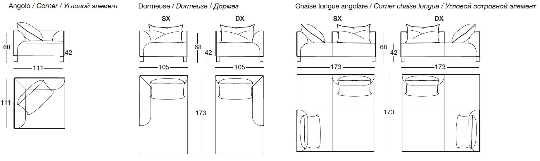 Модульный кожаный диван с полуостровом Longhi Loveluxe 2018-Illusion collection ARCH-00066542 - Вид №9