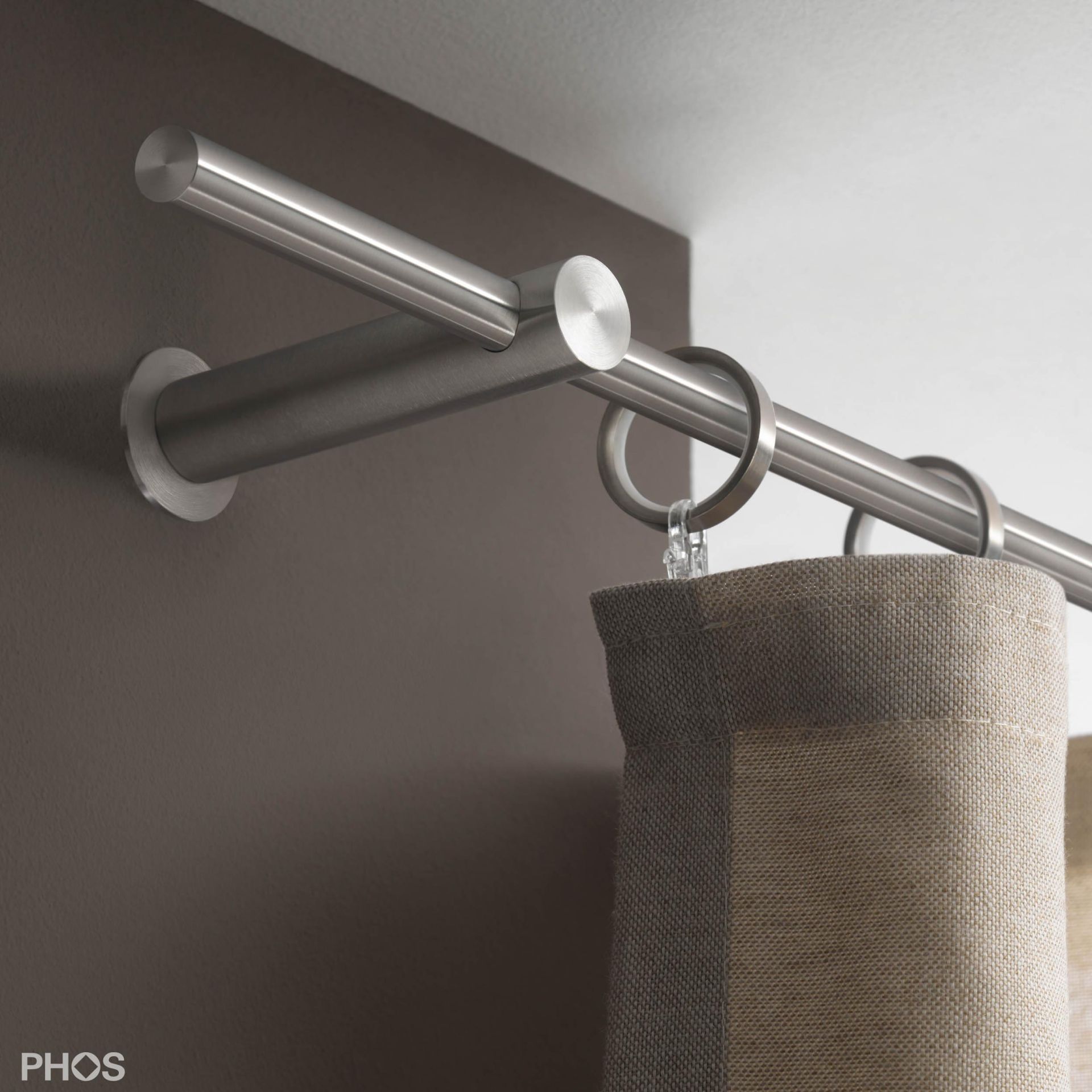 VS20-100-1800 Комплект карнизов: 180 см с 2 кронштейнами (среднее расстояние до стены) PHOS 