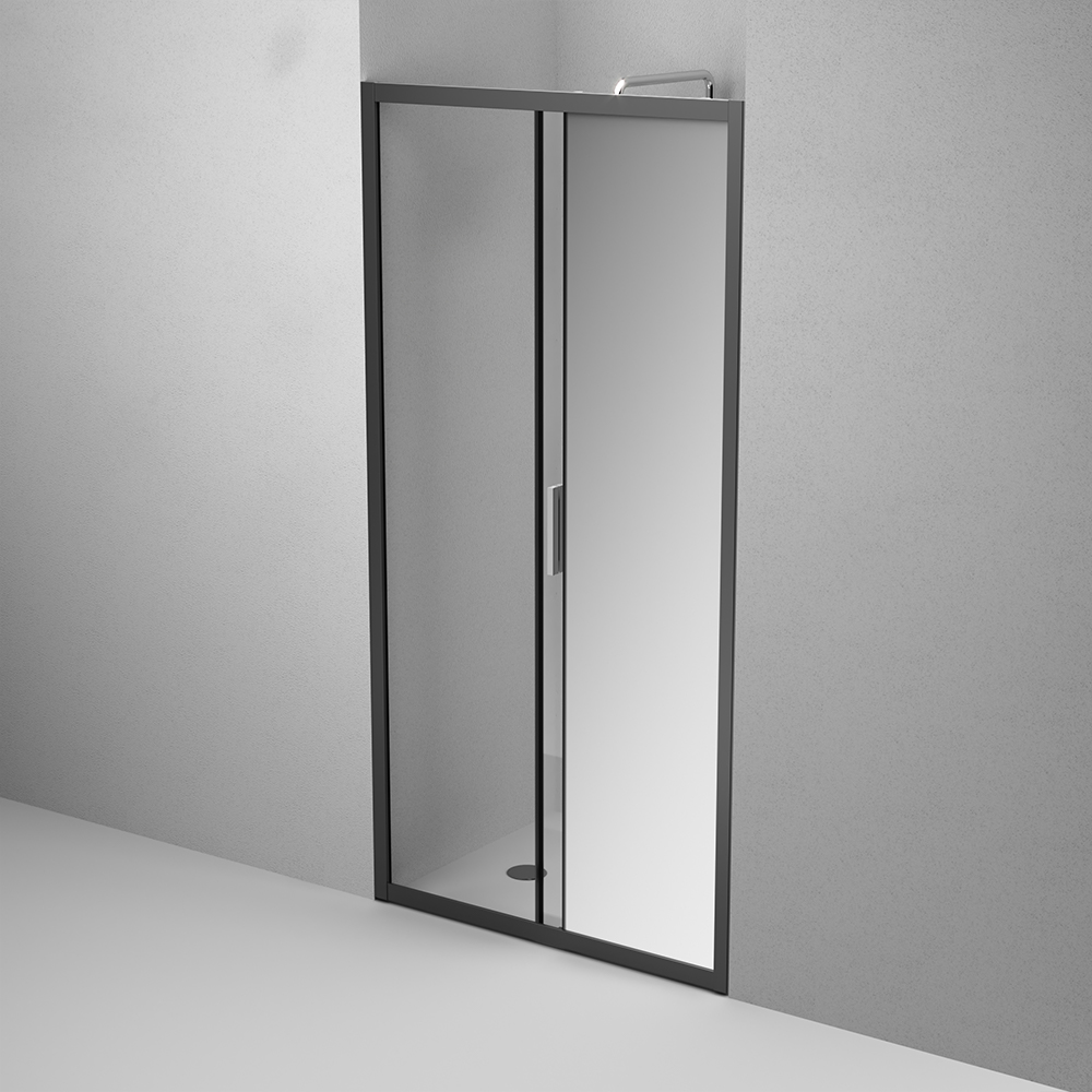 W90G-100-1-195BMir Solo Дверь душевая 100х195 стекло зеркальное профиль черный матовый AM.PM Gem - Вид №4