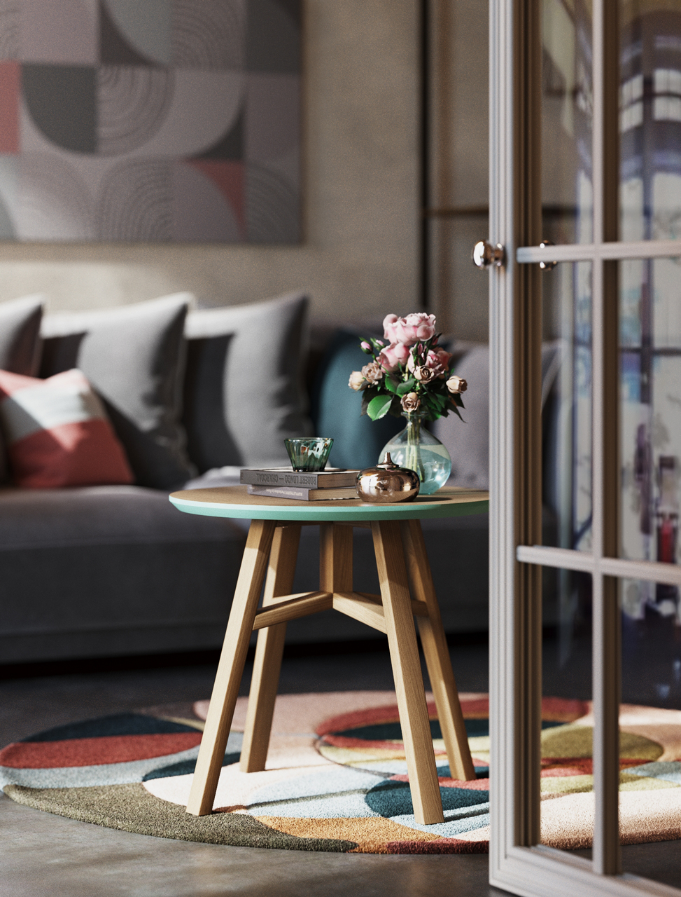 Приставной столик круглый черный дуб с черным 55 см Mack THE IDEA  210070 Черный  - Вид №2