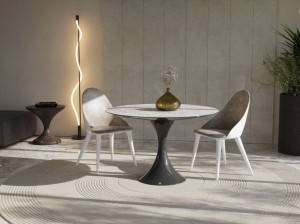 Обеденный стол из стекловолокна с столешницей из каррарского мрамора