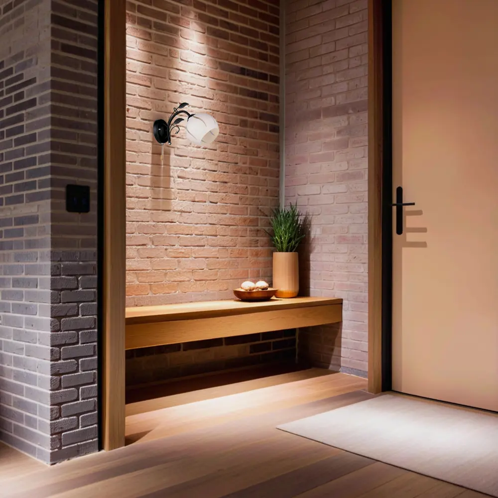 Бра настенное РОССВЕТ Меренга - черный с бежевым плафоном 89426772 STLM-1576870 - Вид №11