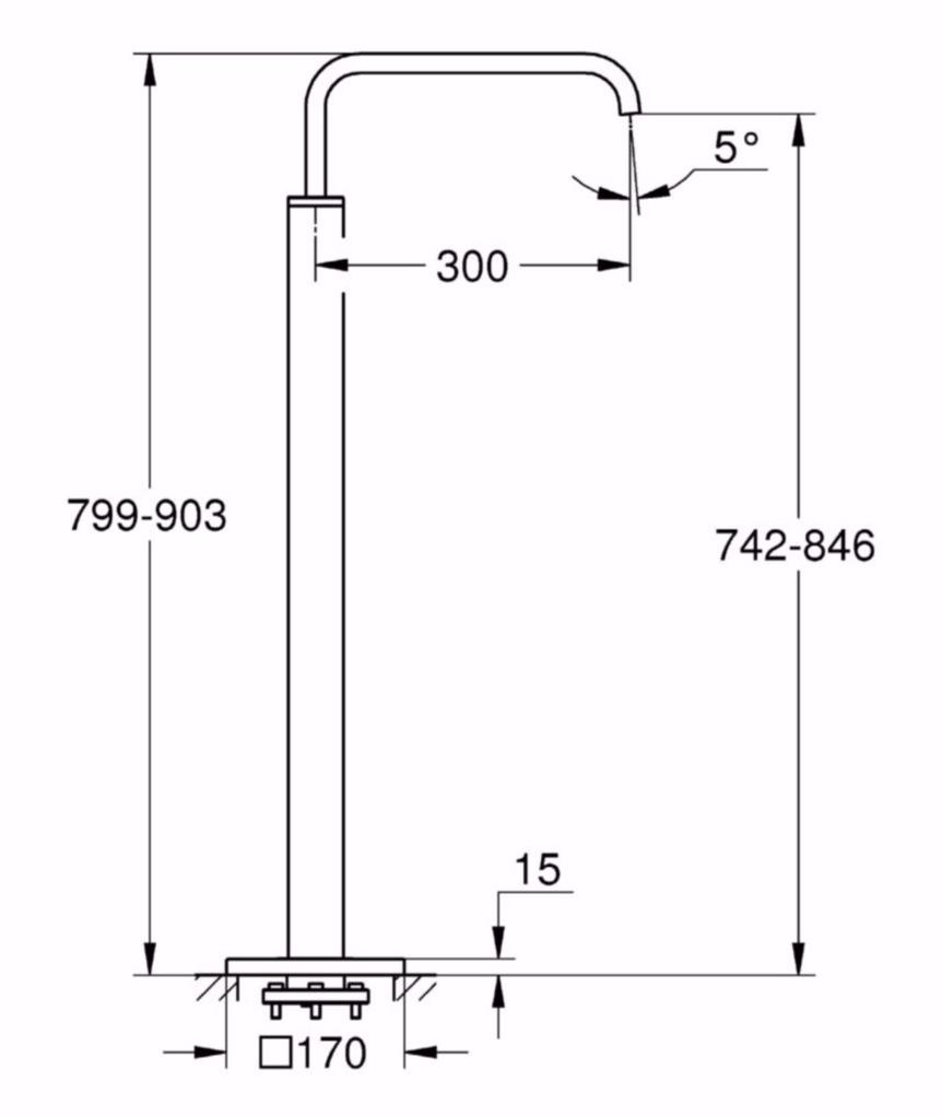 Излив для ванны GROHE Allure, верхняя монтажная часть, напольный монтаж, хром (13218000) - Вид №2