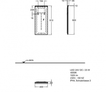 Зеркало с подсветкой 40 см Keramag Xeno2 807840000  - Вид №1