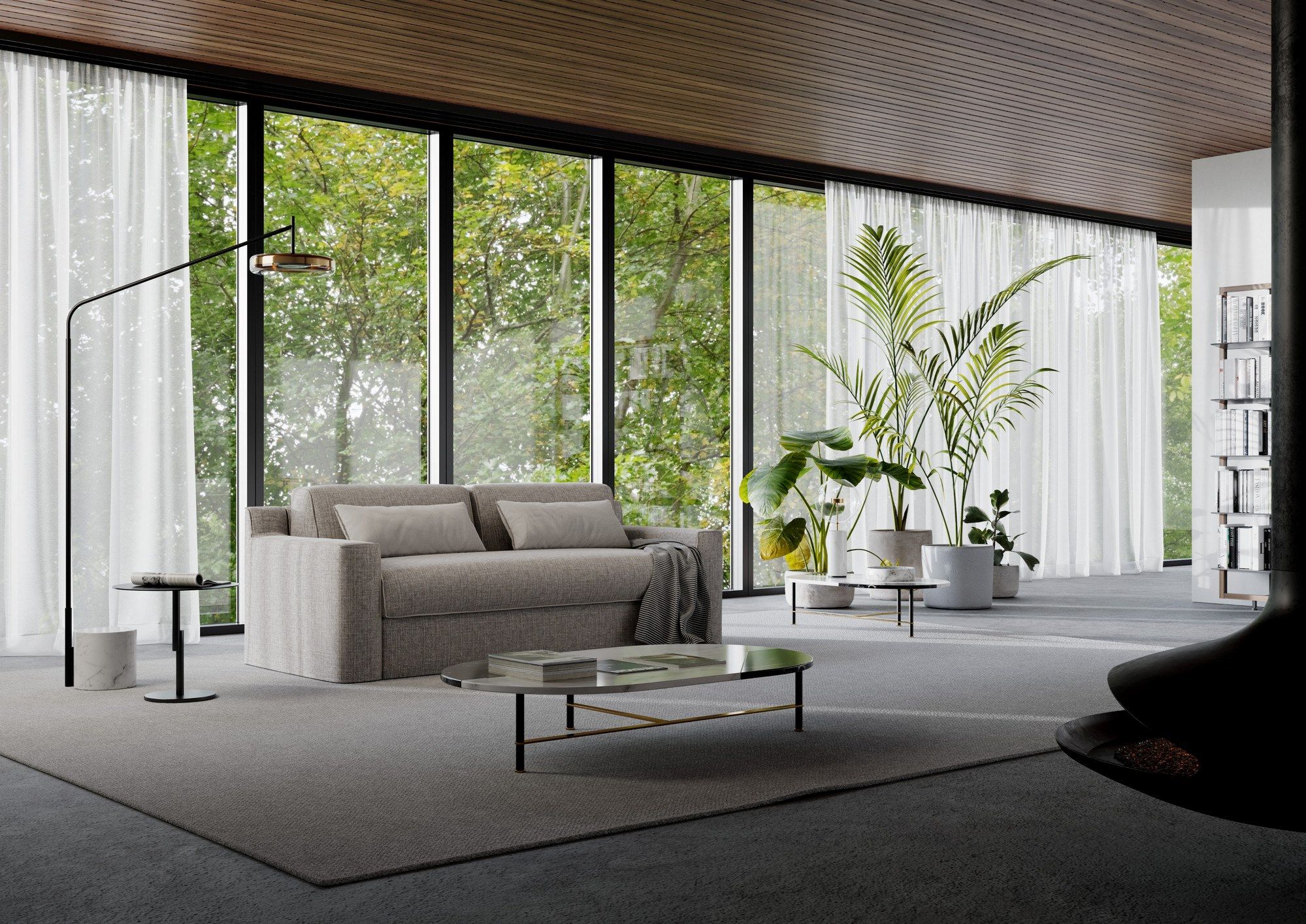 Двуспальный диван-кровать из ткани с полуостровом Milano Bedding JARREAU ARCH-00037997 - Вид №6