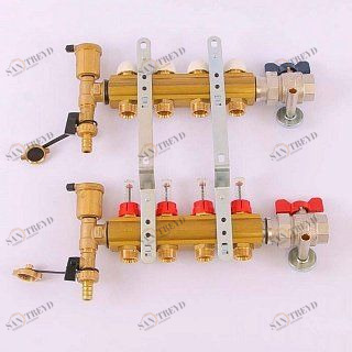 Коллектор для теплого пола TIEMME 1"x3/4"ЕК на 4 выхода с расходомерами 3870005