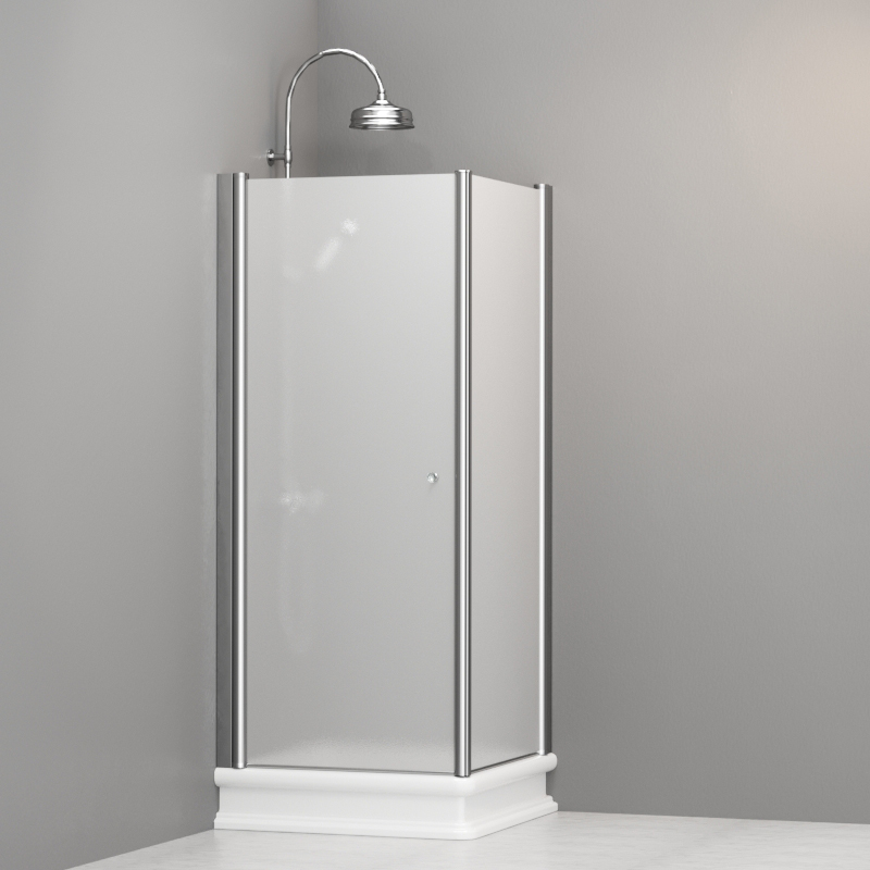 9160S0 Душевая кабина DX с распашной дверью и фиксированной боковой частью для душевого поддона квадрат 80x80, цвет Хромированный Kerasan RETRO Италия 