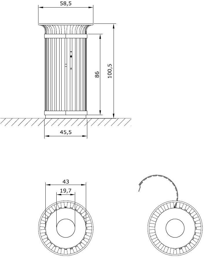 Euroform W Контейнер для мусора из металла Tulip 230-45 (60, 90) - Вид №11