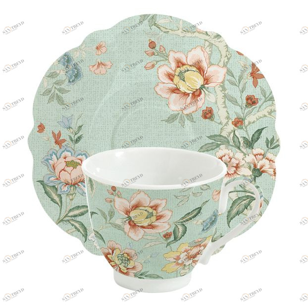 Чашка фарфоровая с блюдцем зеленая Zen Garden EASY LIFE ZEN GARDEN 00-3946998 Зеленый 