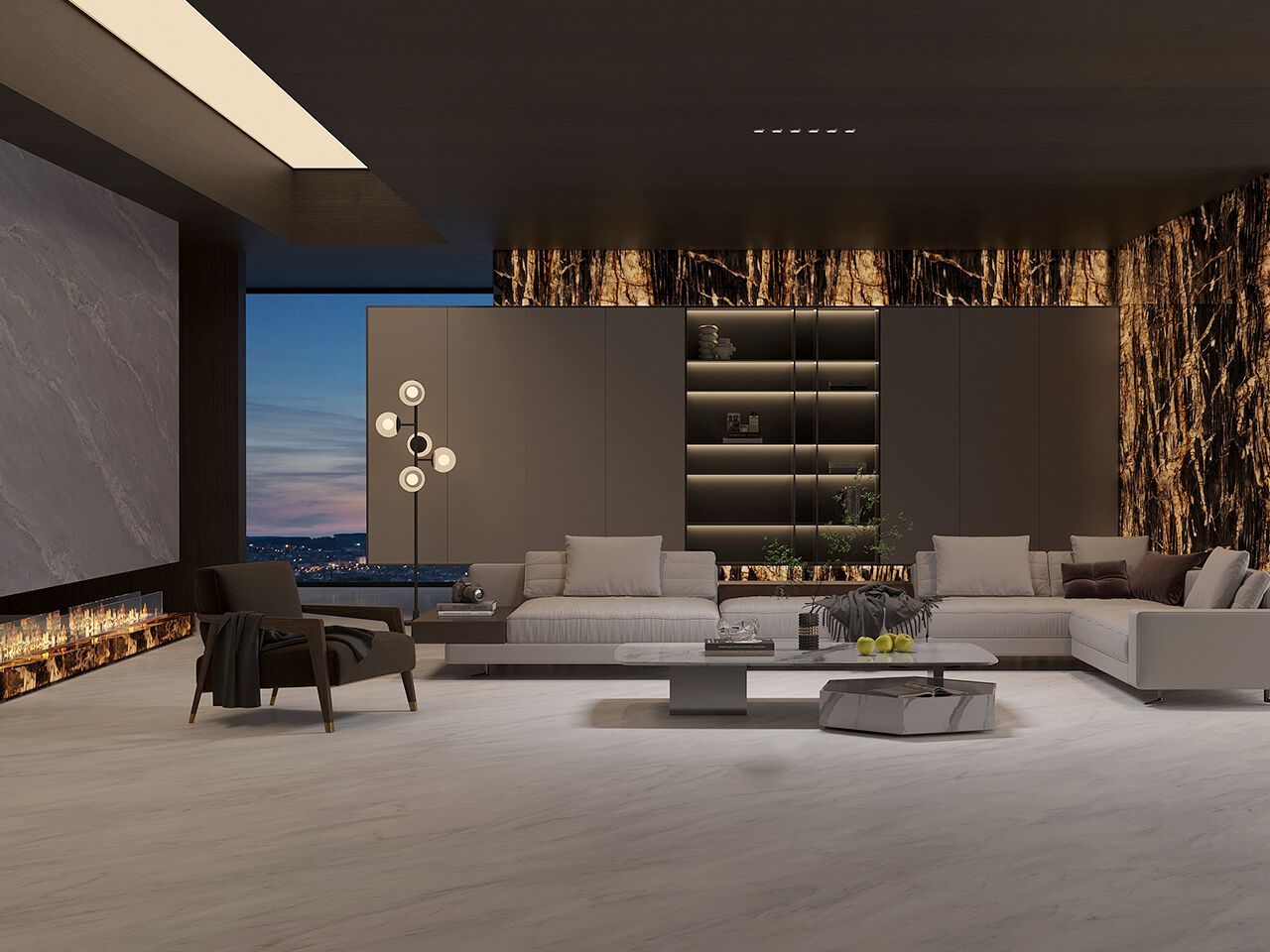 Пол / керамогранит с мраморным эффектом GANI MARBLE TILES GOLDEN MIDNIGHT ARCH-00128518 - Вид №2