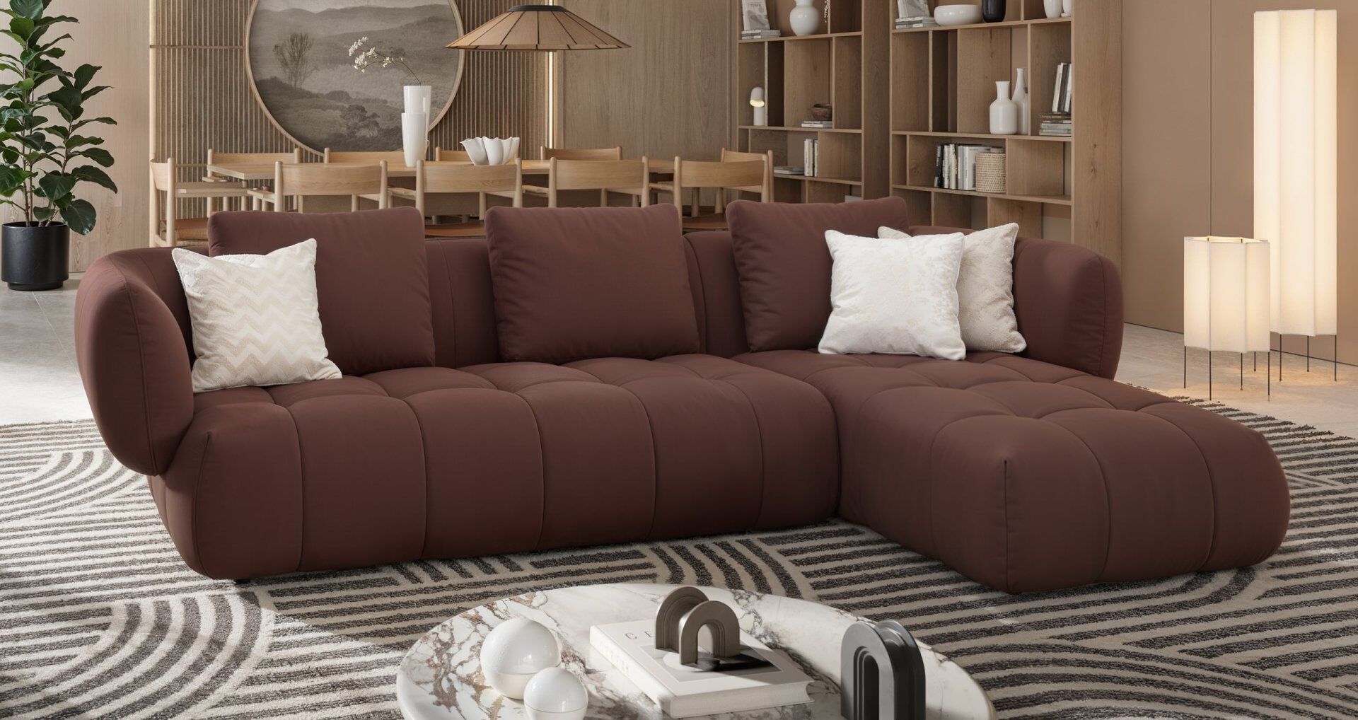 4-местный тканевый диван с полуостровом Sofanella море ARCH-00151944 - Вид №3