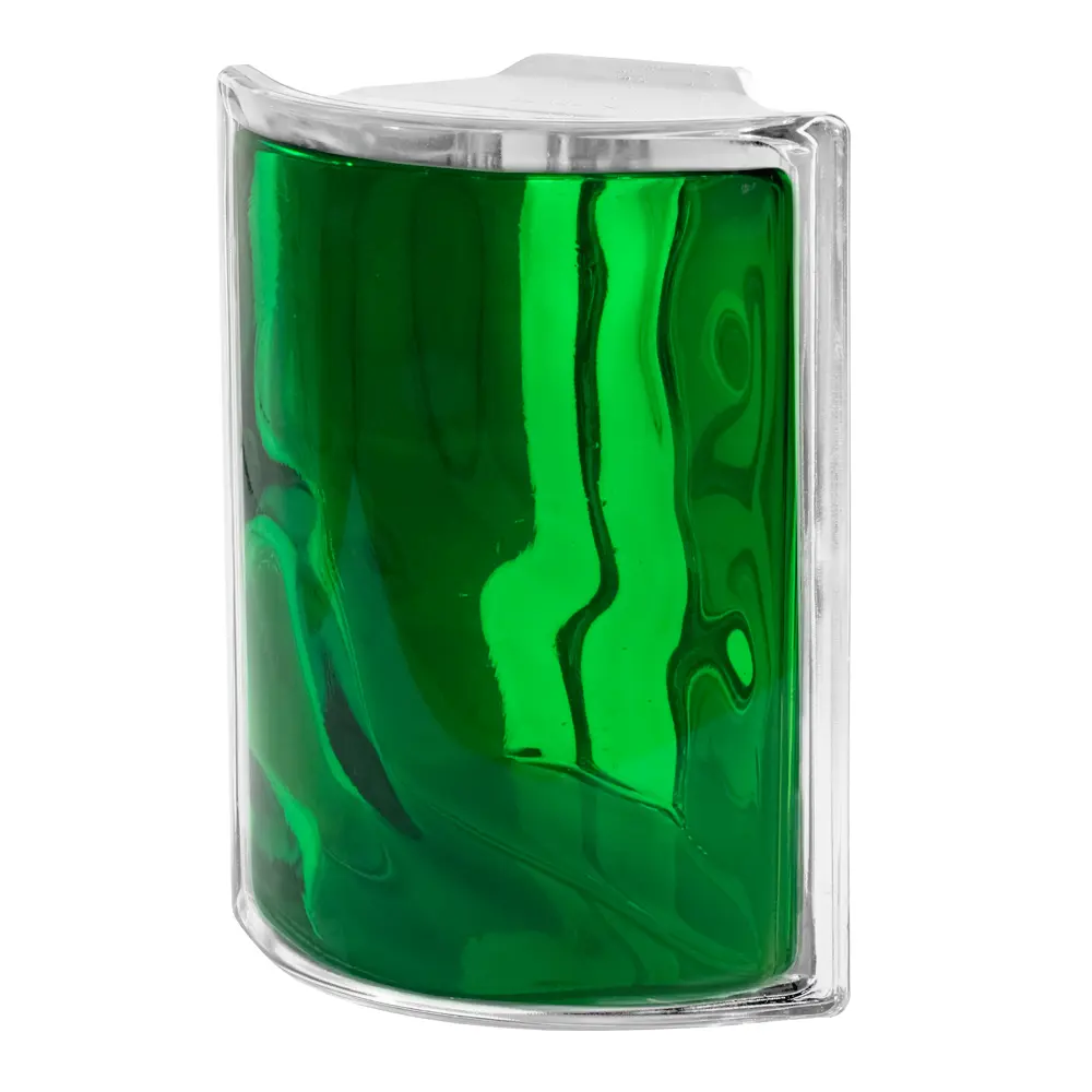 Стеклоблок Vitrablock Волна окрашенный внутри угловой цвет изумрудный STLM-2142903