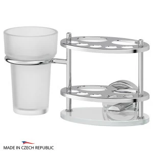 Держатель для зубных щеток и пасты со стаканом стекло FBS (Чехия) ELL 061