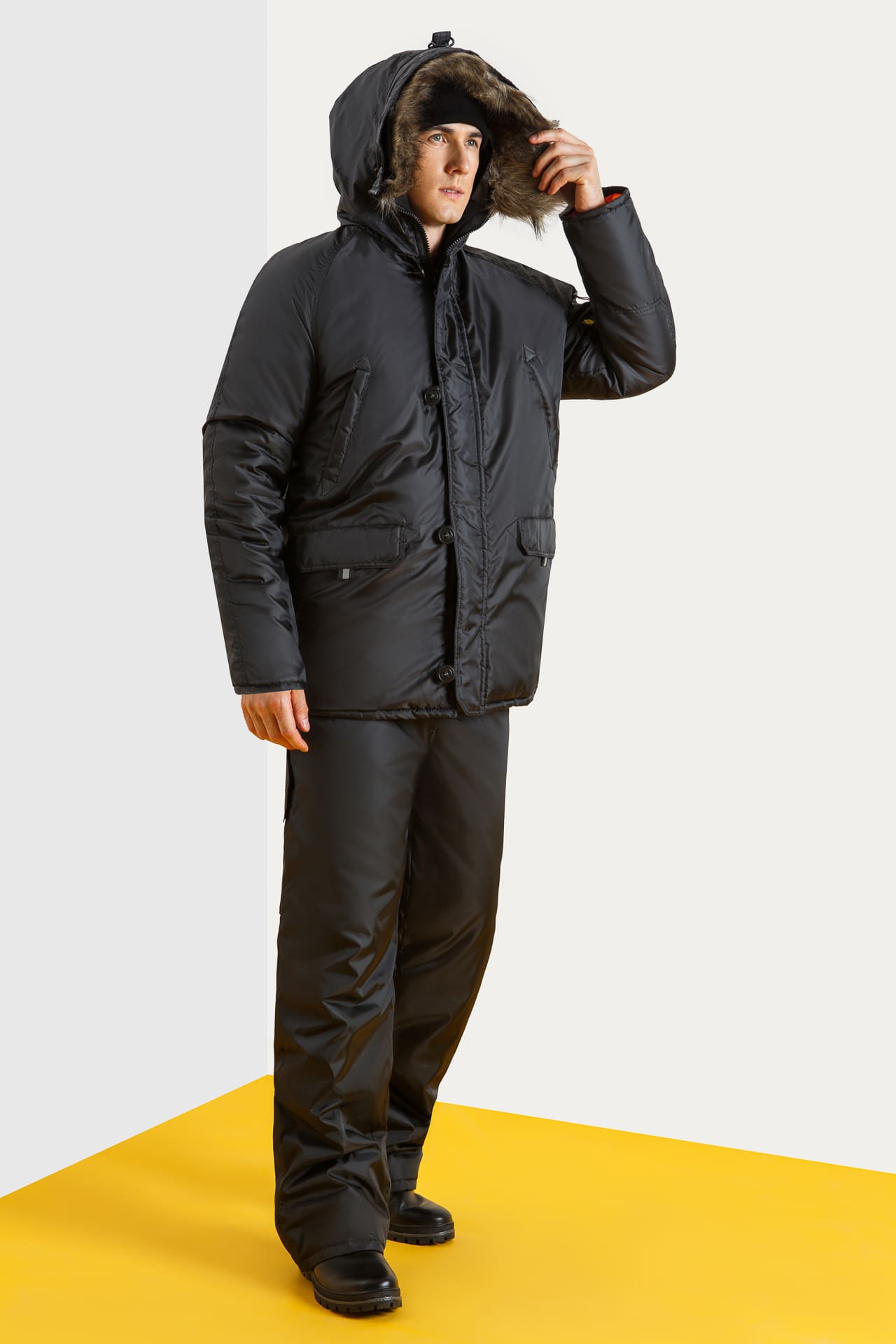 63584 Куртка "Север" удлиненная черная  Зимняя спецодежда  размер 52-54/182-188  - Вид №7